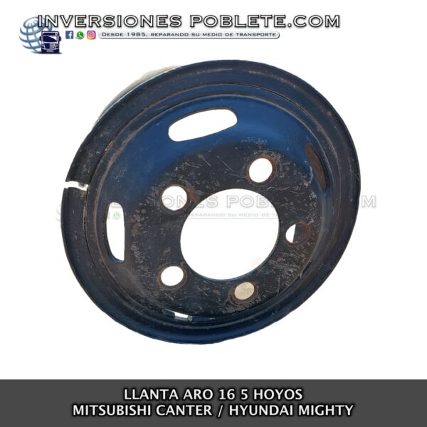 Llanta 5 Hoyos  Mitsubichi Canter/Hyundai Mighty Aro 16