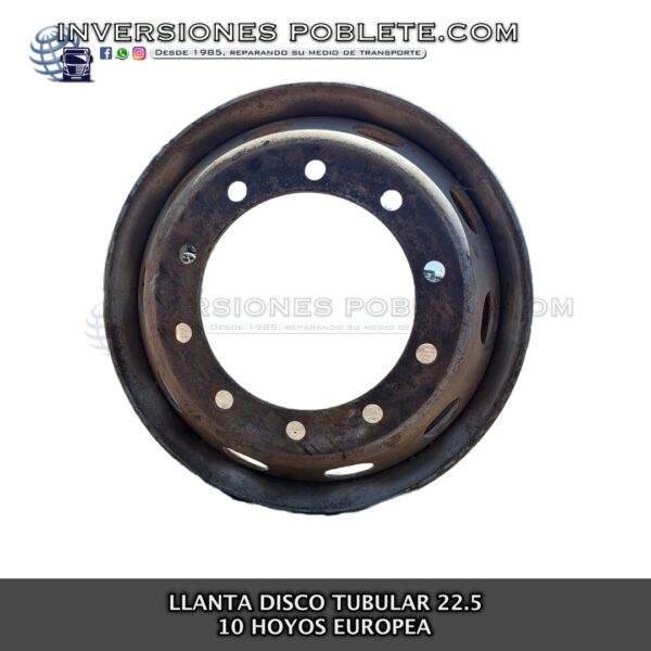 Llanta Tubular Europea 22.5 10 Hoyos